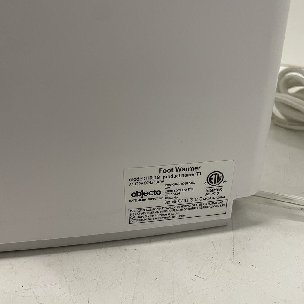 Objecto T1 Foot Heater Model HR-18 White CLEAN TESTED - Picture 3 of 5